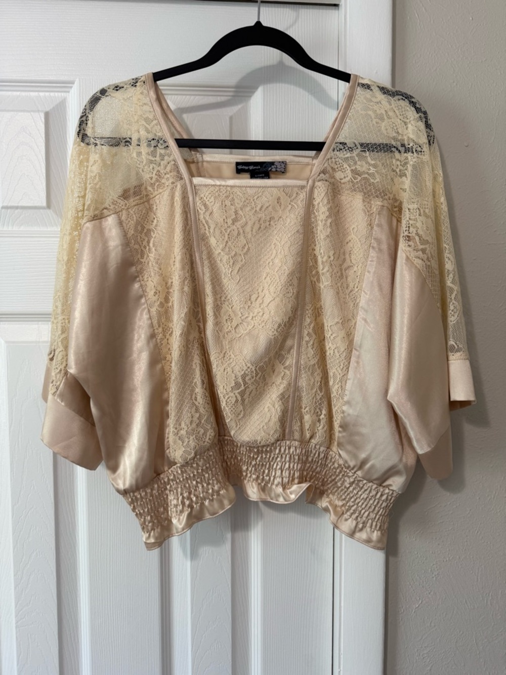 Sans Souci Lace Detail Satin Top in Champagne - NWOT